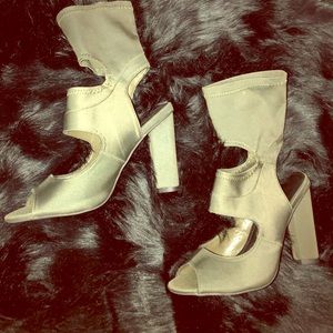 Navy Green Ankle Heels